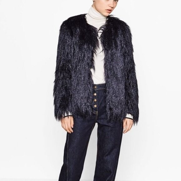 Zara fuzzy faux fur jacket M - Picture 1 of 7
